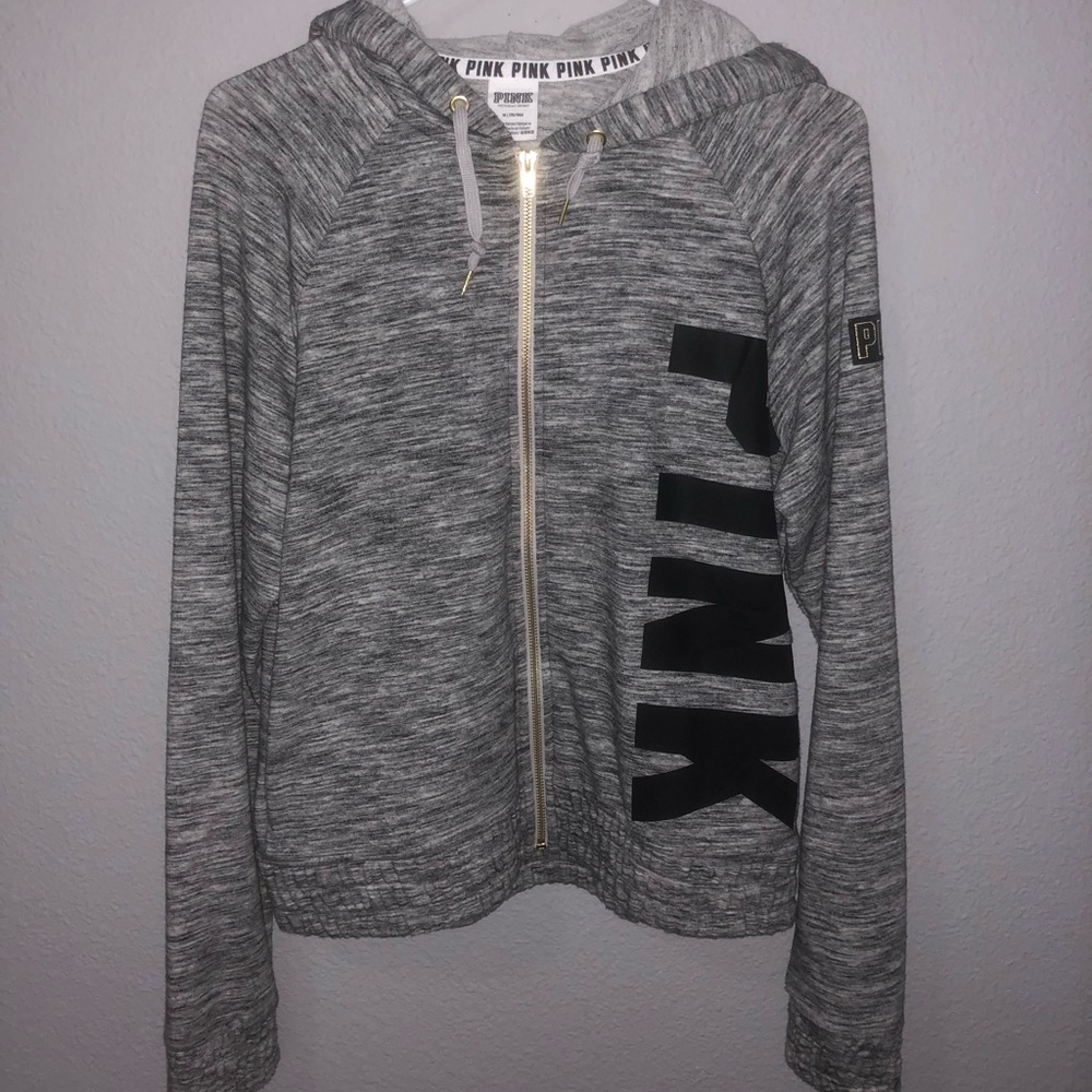 PINK Gray Zip Up Jacket